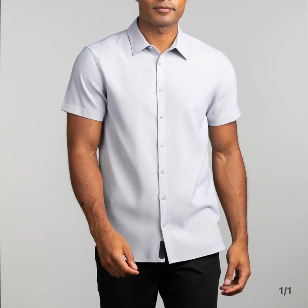 BYLT Vista Short Sleeve Button Down - Light Grey